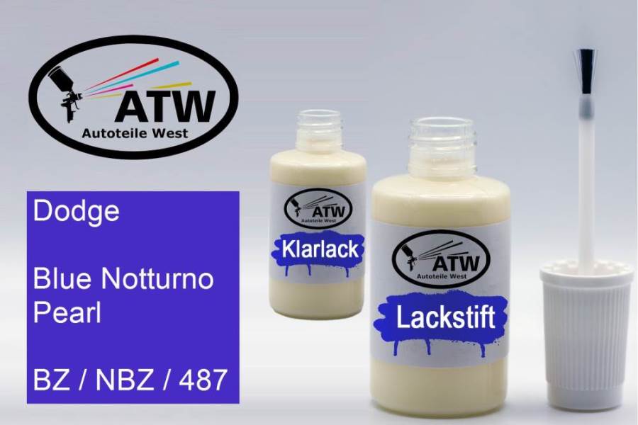 Dodge, Blue Notturno Pearl, BZ / NBZ / 487: 20ml Lackstift + 20ml Klarlack - Set, von ATW Autoteile West.